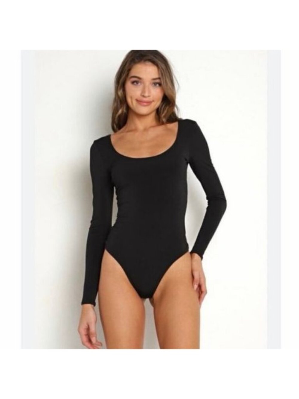 Show Me Your Mumu Bridget Bodysuit Black Long Sleeve Scoop Neck Medium